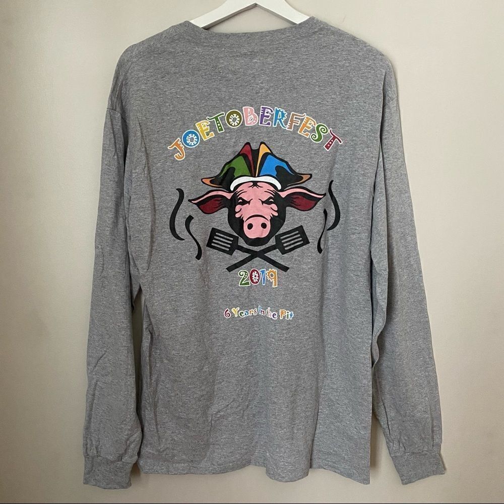 Hanes Shirt Long Sleeve Oktoberfest Joetoberfest Pig Roast Casual Custom Made - Picture 7 of 8